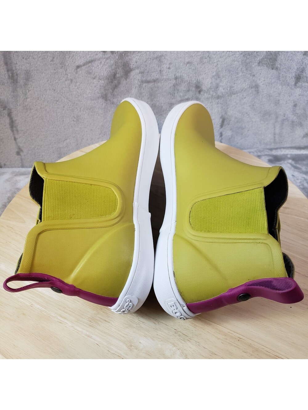 Bogs Chartreuse Chelsea Ankle Rain Boots Slip-On Round Toe Rubber Women’s Size 7 - Picture 7 of 9
